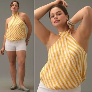 Anthropologie Maeve Halter Scarf Bubble-Hem Tank Size 2X